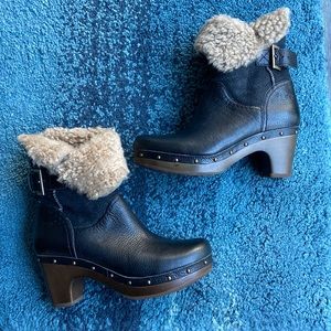 Genuine UGG women Leather heel booties. Beautiful, cute, cozy and comfortable!